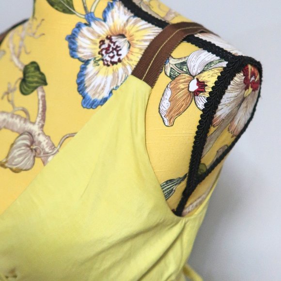 Lida Baday Yellow Belted Pleated Midi Dress 2 - Picture 10 of 13